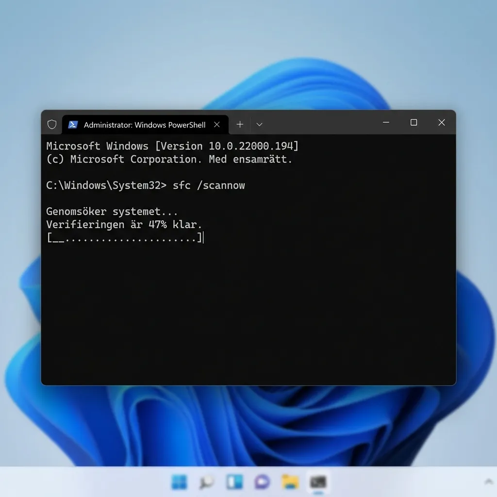 Windows Terminal som kör SFC-skanning med förloppsindikator på 47 procent