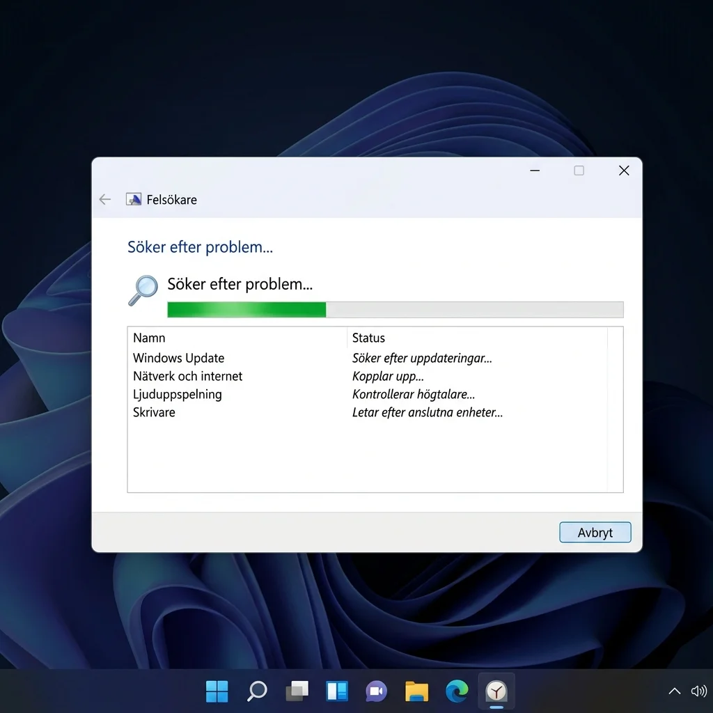 Windows Update-felsökaren som analyserar systemet och söker efter uppdateringsproblem
