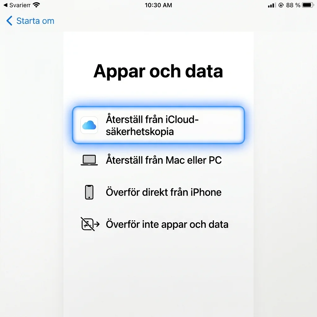 Finder-fönster på Mac med iPhone-säkerhetskopiering — knappen Återställ säkerhetskopia med datum och storlek