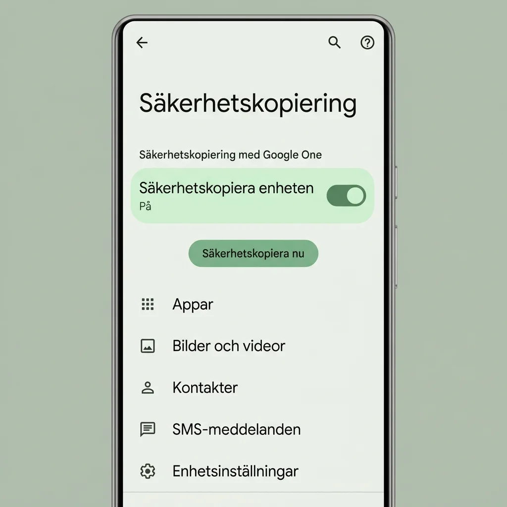 Google-kontoinställningar på Android med synkroniseringsalternativ för kontakter, kalender, Drive och Foton