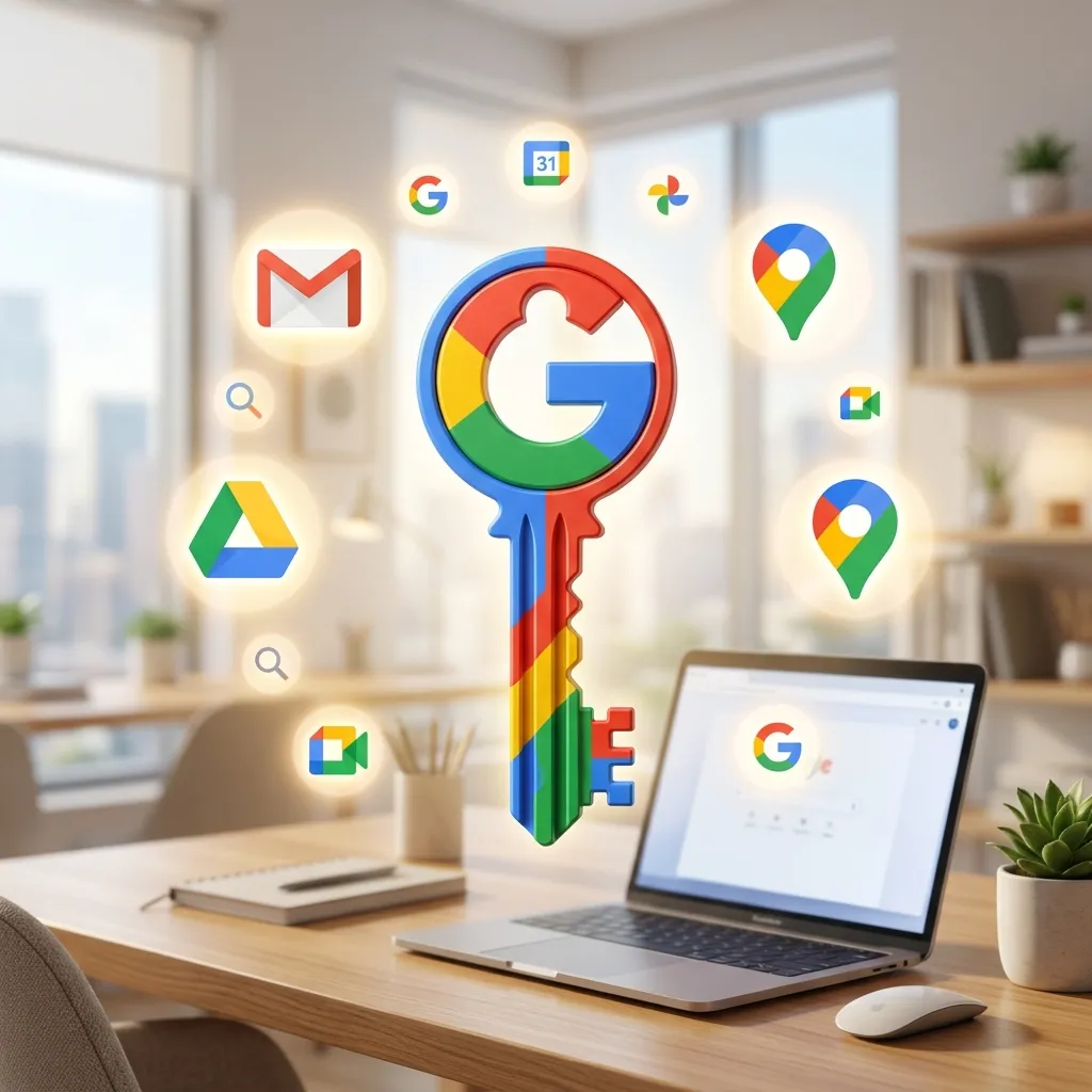 En datorskärm som visar Googles registreringsformulär med ifyllda fält för namn, e-post och lösenord